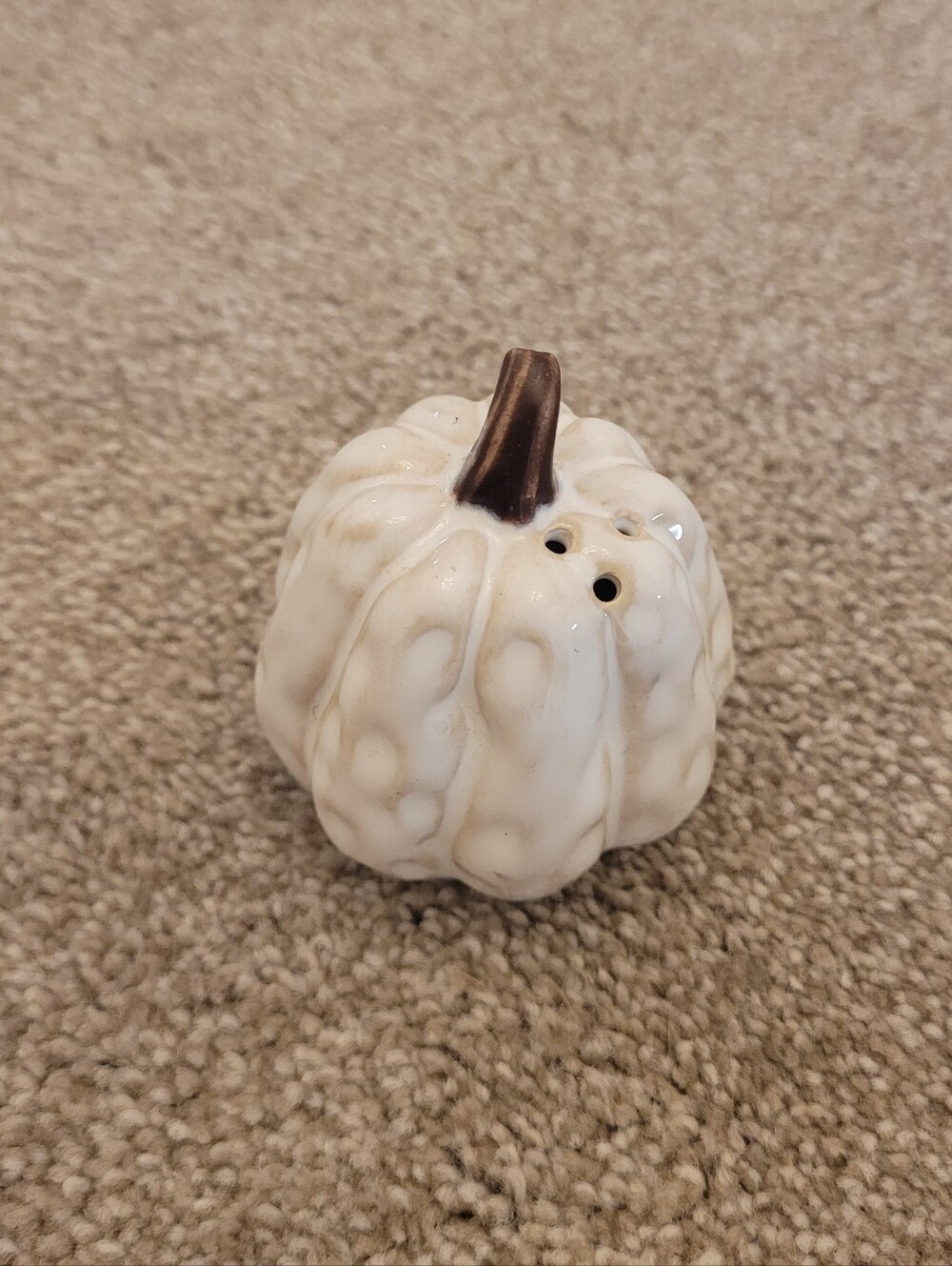 Pottery Barn Ceramic White Pumpkin Salt Shaker